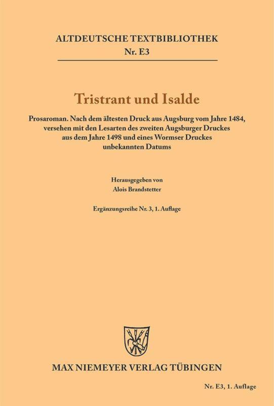 Cover: 9783110981124 | Tristrant und Isalde | Alois Brandstetter | Taschenbuch | Paperback