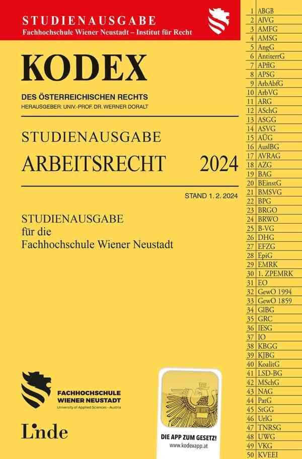 Cover: 9783707349573 | KODEX Studienausgabe Arbeitsrecht FH Wr. Neustadt 2024 | Werner Doralt