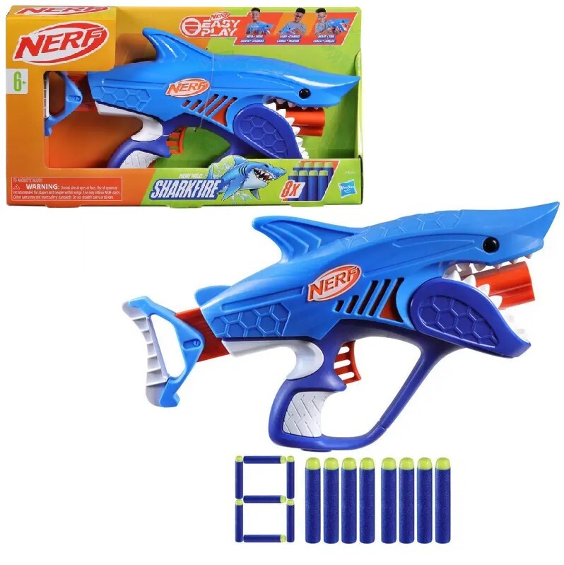 Cover: 5010996211415 | Hasbro F8645EU4 - Nerf Junior Wild Sharkfire Blaster mit 8 Nerf...