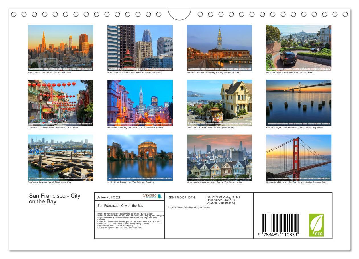 Bild: 9783435110339 | San Francisco - City on the Bay (Wandkalender 2025 DIN A4 quer),...