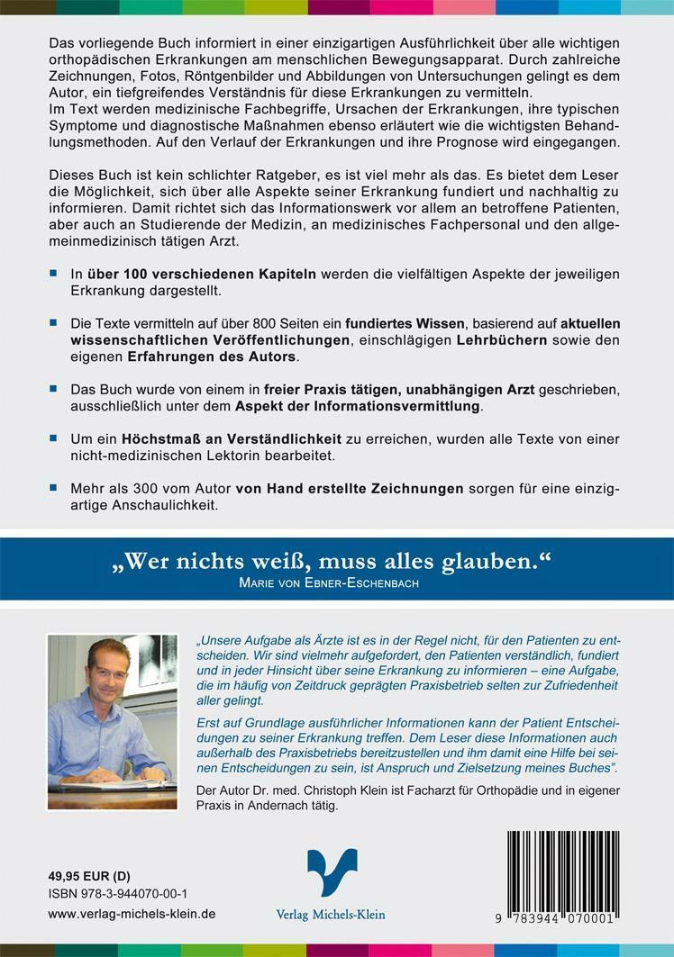 Rückseite: 9783944070001 | Orthopädie für Patienten | Christoph Klein | Buch | Deutsch | 2014