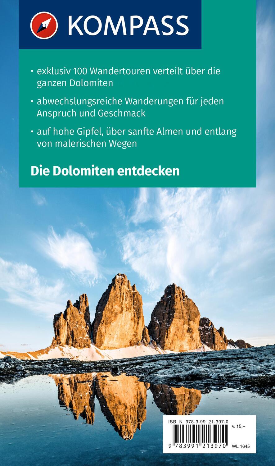 Rückseite: 9783991213970 | KOMPASS Wanderlust Dolomiten | KOMPASS-Karten GmbH | Taschenbuch