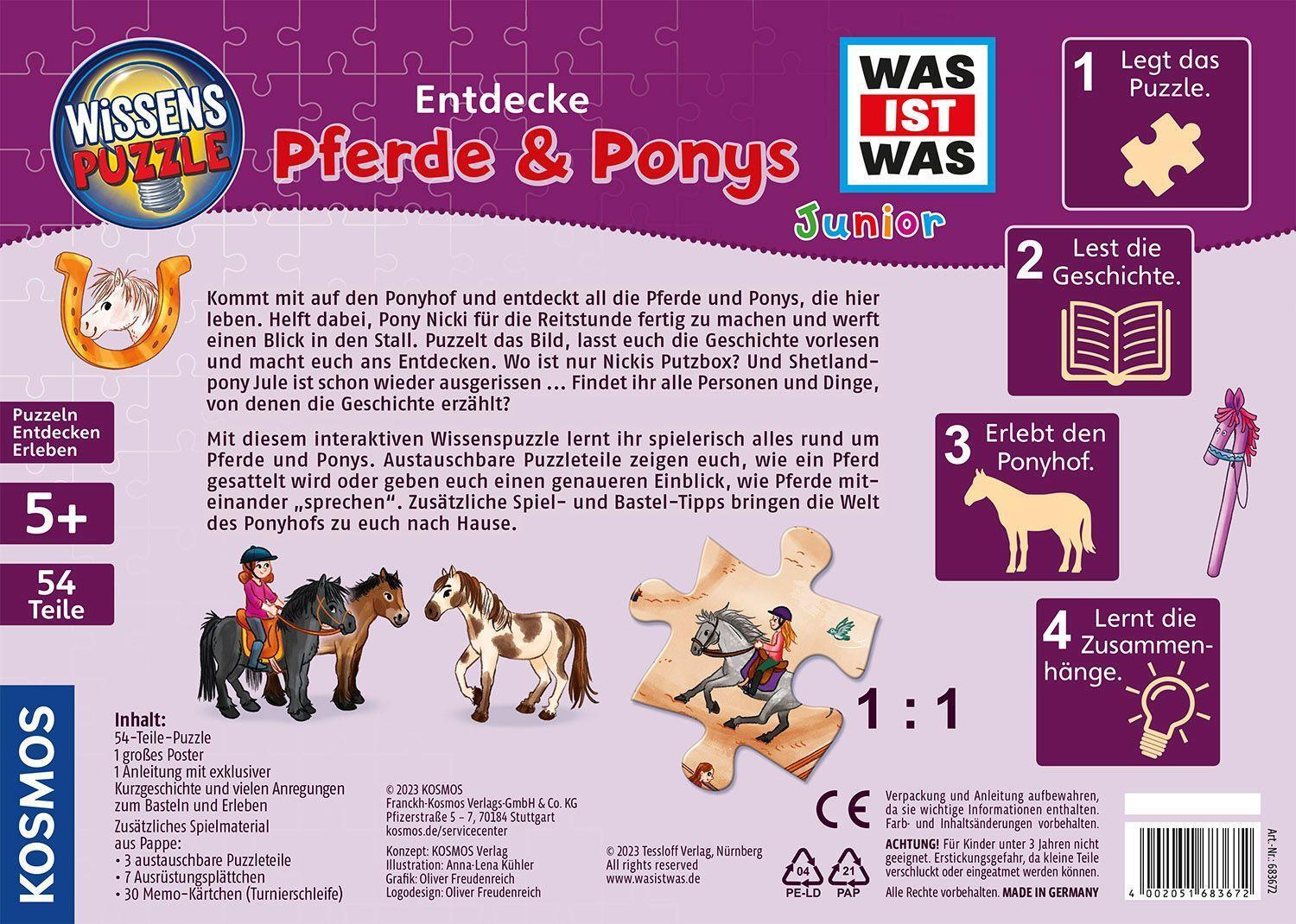 Bild: 4002051683672 | Wissenspuzzle WAS IST WAS Junior - Entdecke den Ponyhof | Spiel | 2023