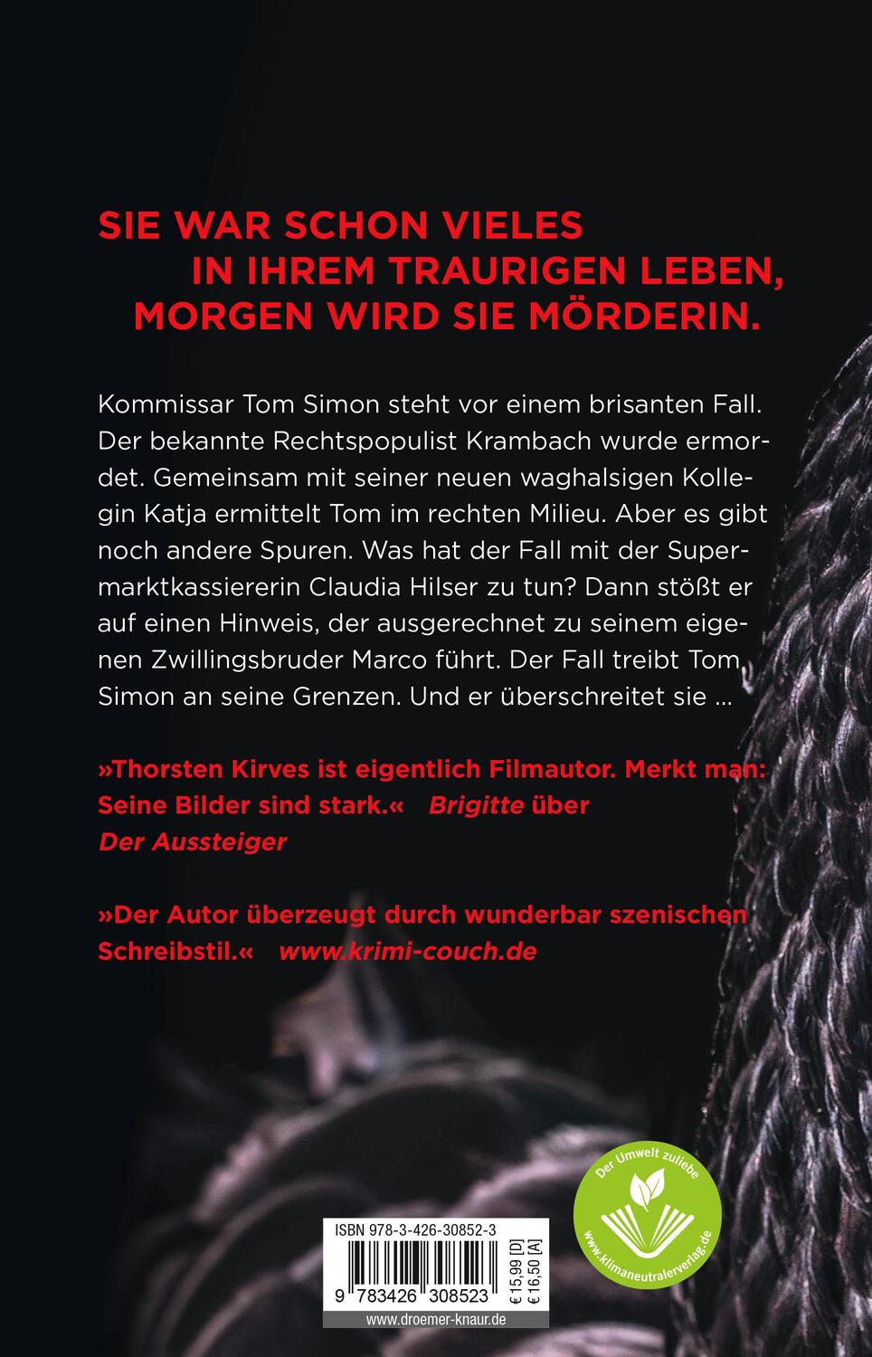 Rückseite: 9783426308523 | Die stille Mörderin | Kriminalroman | Thorsten Kirves | Taschenbuch