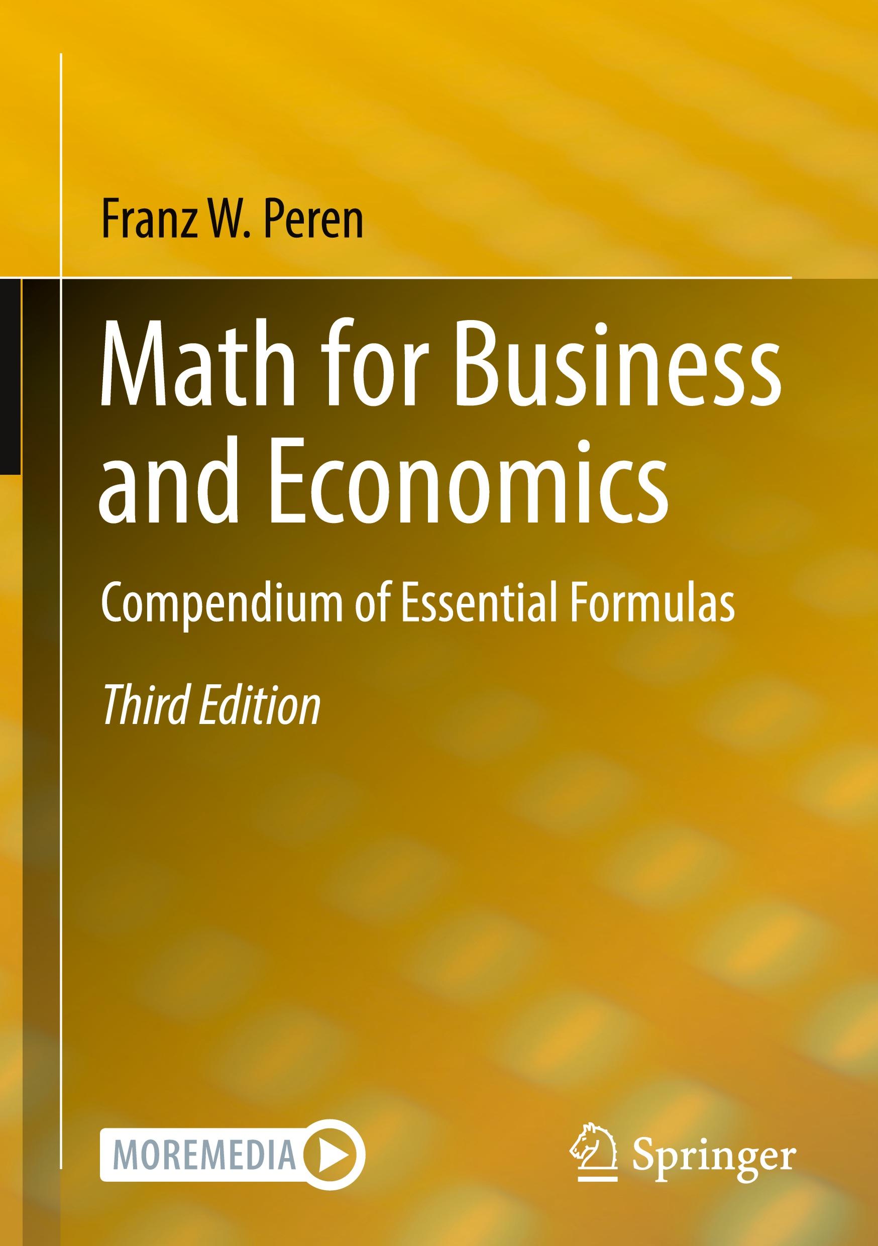 Cover: 9783662688595 | Math for Business and Economics | Compendium of Essential Formulas