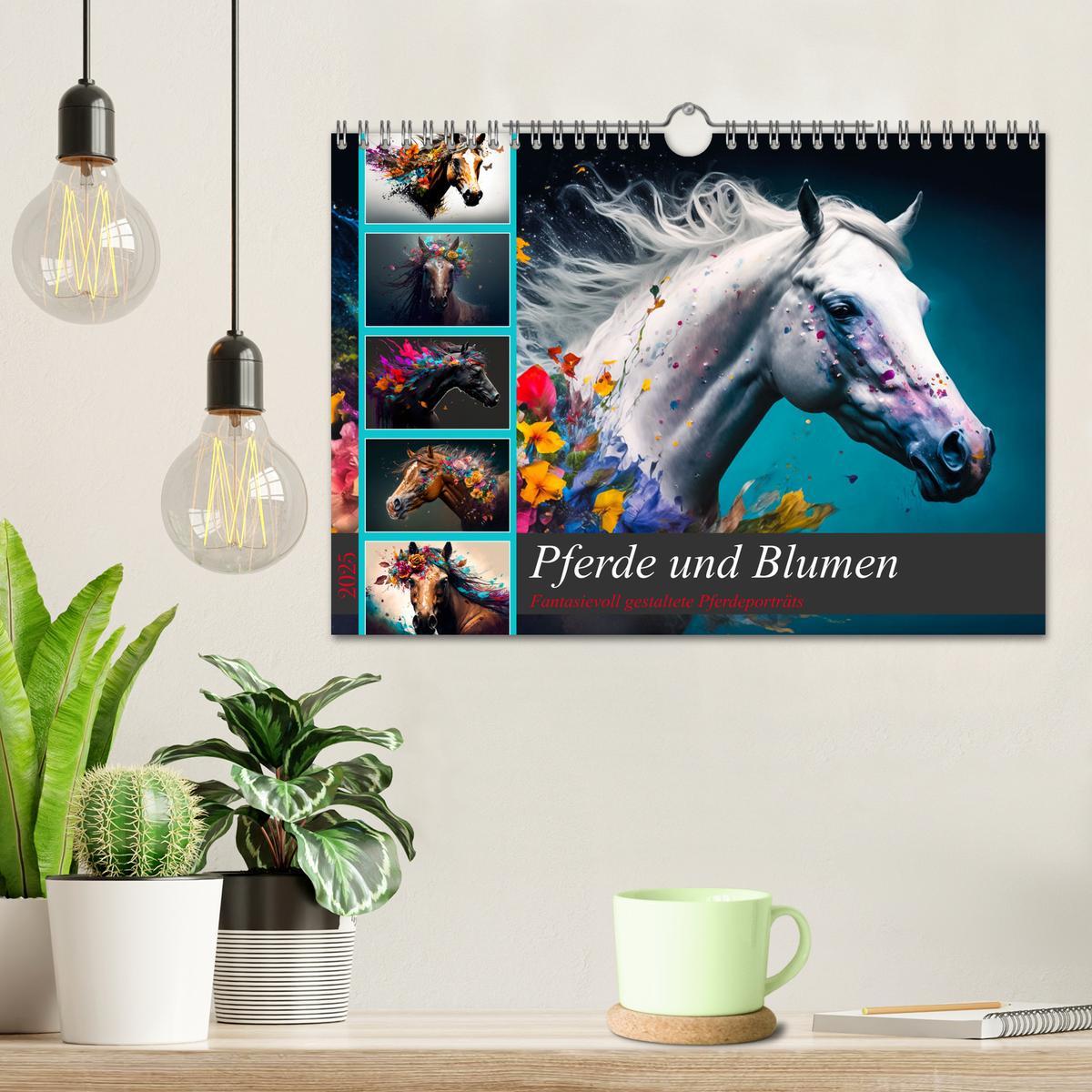 Bild: 9783383913327 | Pferde und Blumen (Wandkalender 2025 DIN A4 quer), CALVENDO...