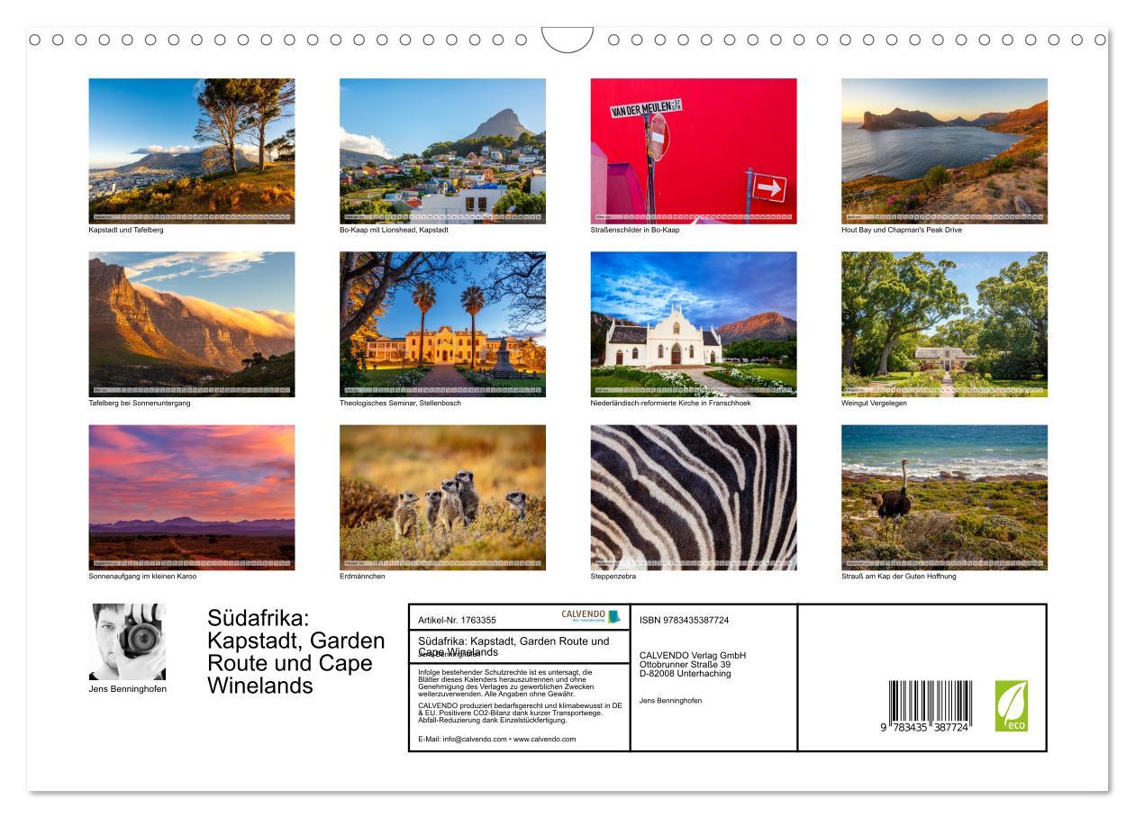 Bild: 9783435387724 | Südafrika: Kapstadt, Garden Route und Cape Winelands (Wandkalender...