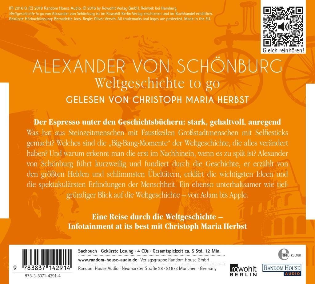 Bild: 9783837142914 | Weltgeschichte to go | Alexander von Schönburg | Audio-CD | Deutsch