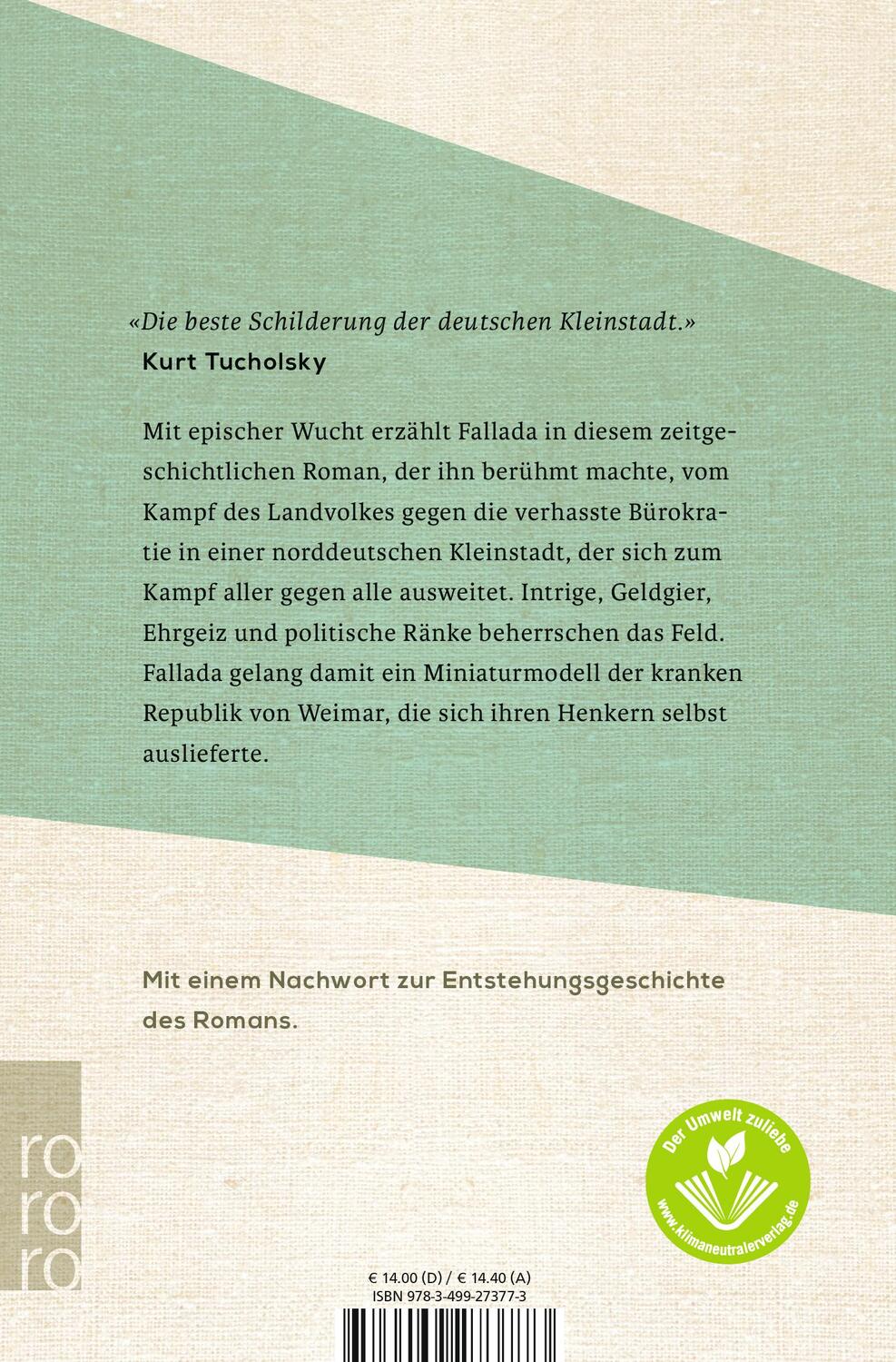 Rückseite: 9783499273773 | Bauern, Bonzen und Bomben | Hans Fallada | Taschenbuch | Deutsch