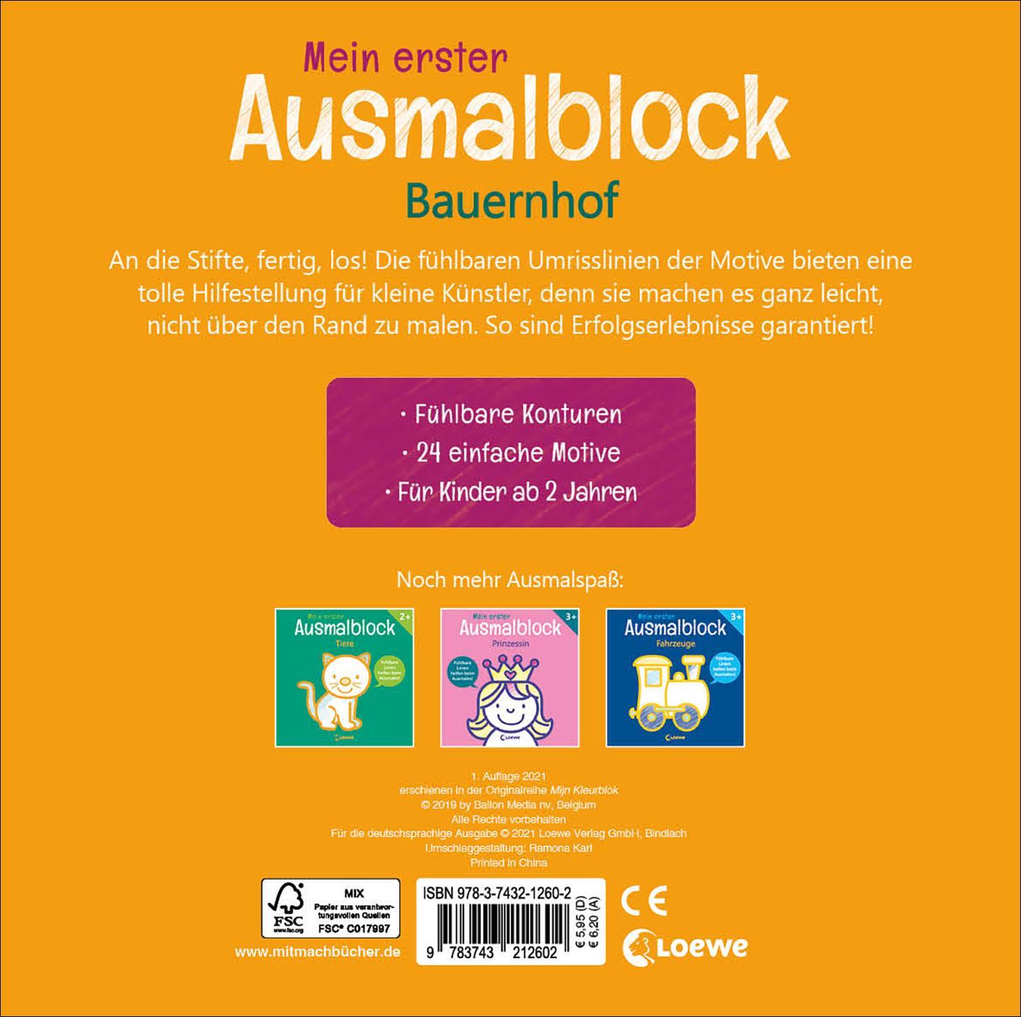 Rückseite: 9783743212602 | Mein erster Ausmalblock - Bauernhof | Loewe Kreativ (u. a.) | Buch