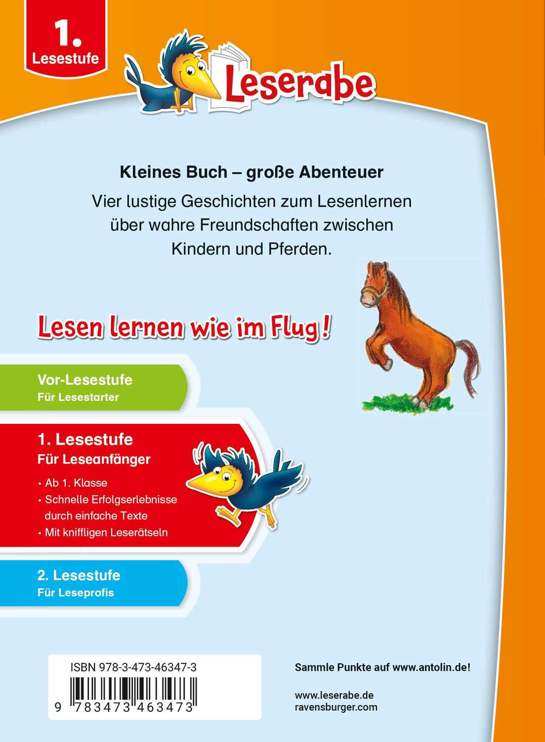 Rückseite: 9783473463473 | Erstlesegeschichten: Ponys und Pferde - Leserabe 1. Klasse -...