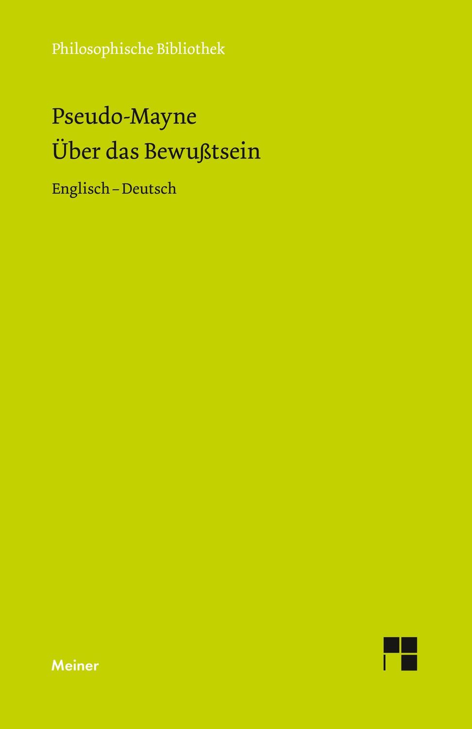 Cover: 9783787305933 | Über das Bewußtsein (1728) | Englisch-Deutsch | Pseudo-Mayne | Buch