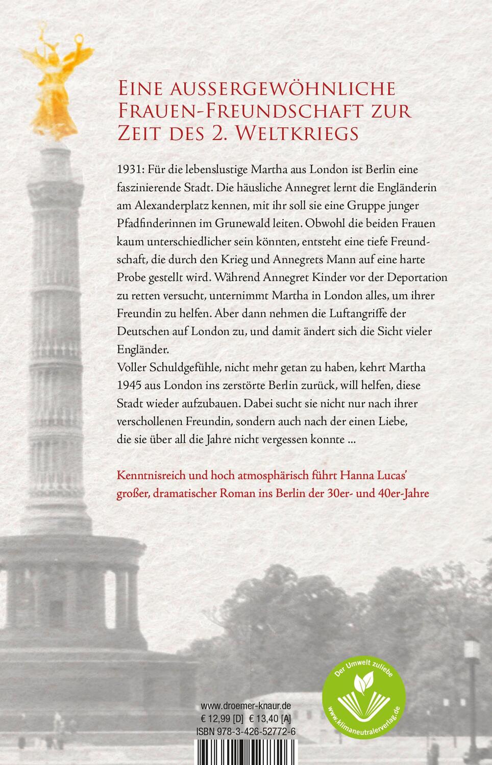 Rückseite: 9783426527726 | Die Engel von Berlin | Roman | Hanna Lucas | Taschenbuch | 350 S.