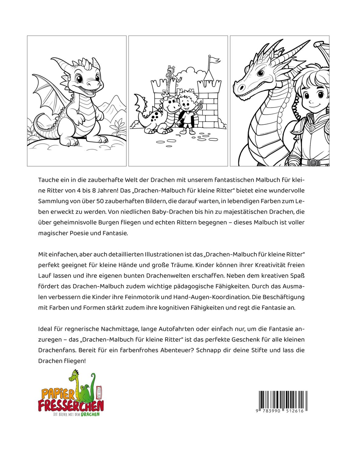 Rückseite: 9783990512616 | Drachen-Malbuch für kleine Ritter | Nanja Holland | Taschenbuch | 2024