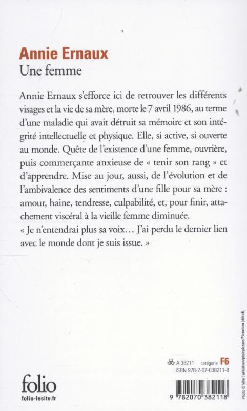 Rückseite: 9782070382118 | Une femme | Roman | Annie Ernaux | Taschenbuch | Französisch | 2007