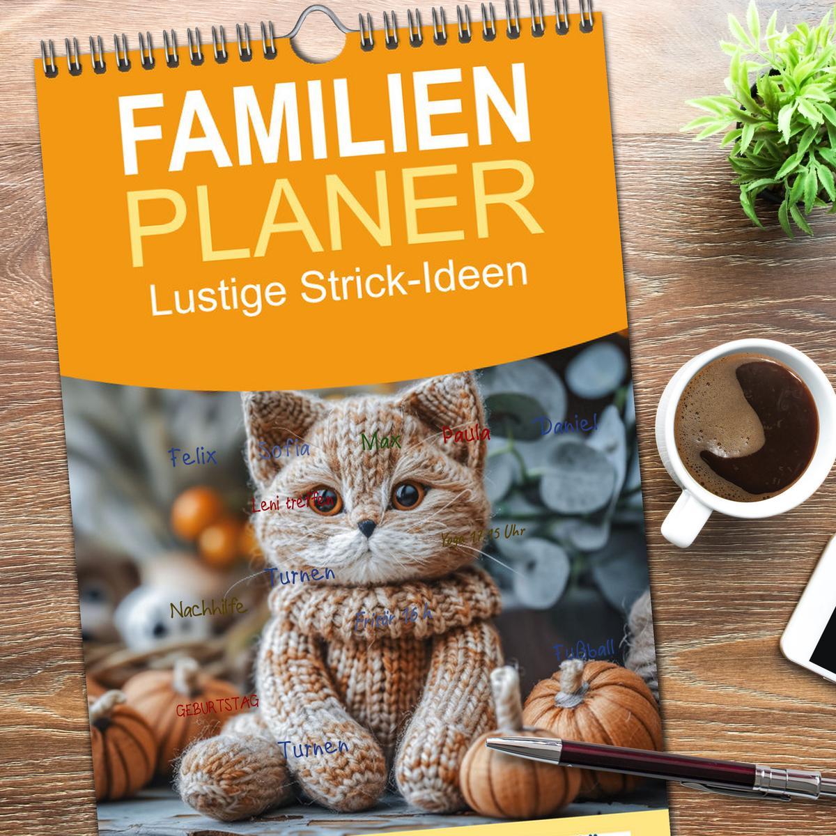 Bild: 9783457191057 | Familienplaner 2025 - Lustige Strick-Ideen mit 5 Spalten...