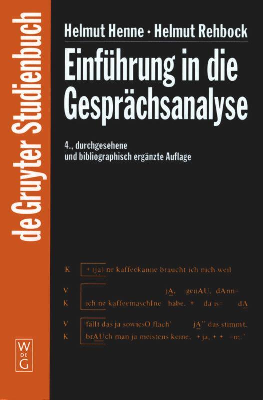 Cover: 9783110172171 | Einführung in die Gesprächsanalyse | Helmut Rehbock (u. a.) | Buch