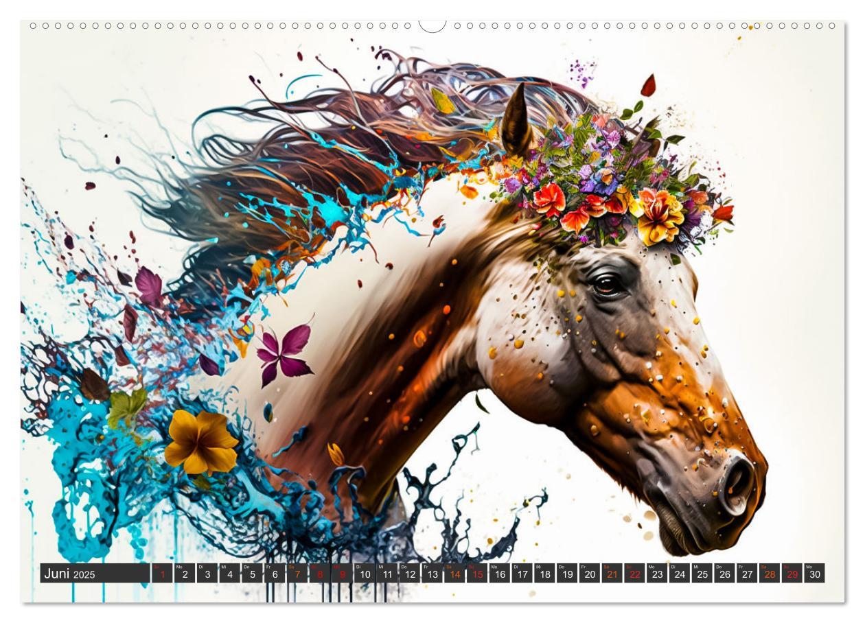 Bild: 9783383912757 | Pferde und Blumen (Wandkalender 2025 DIN A2 quer), CALVENDO...