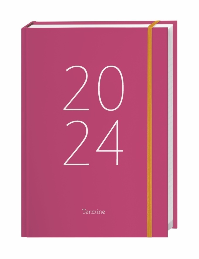 Cover: 9783756402991 | Tages-Kalenderbuch A6 2024. Pinker Terminkalender mit Schulferien...