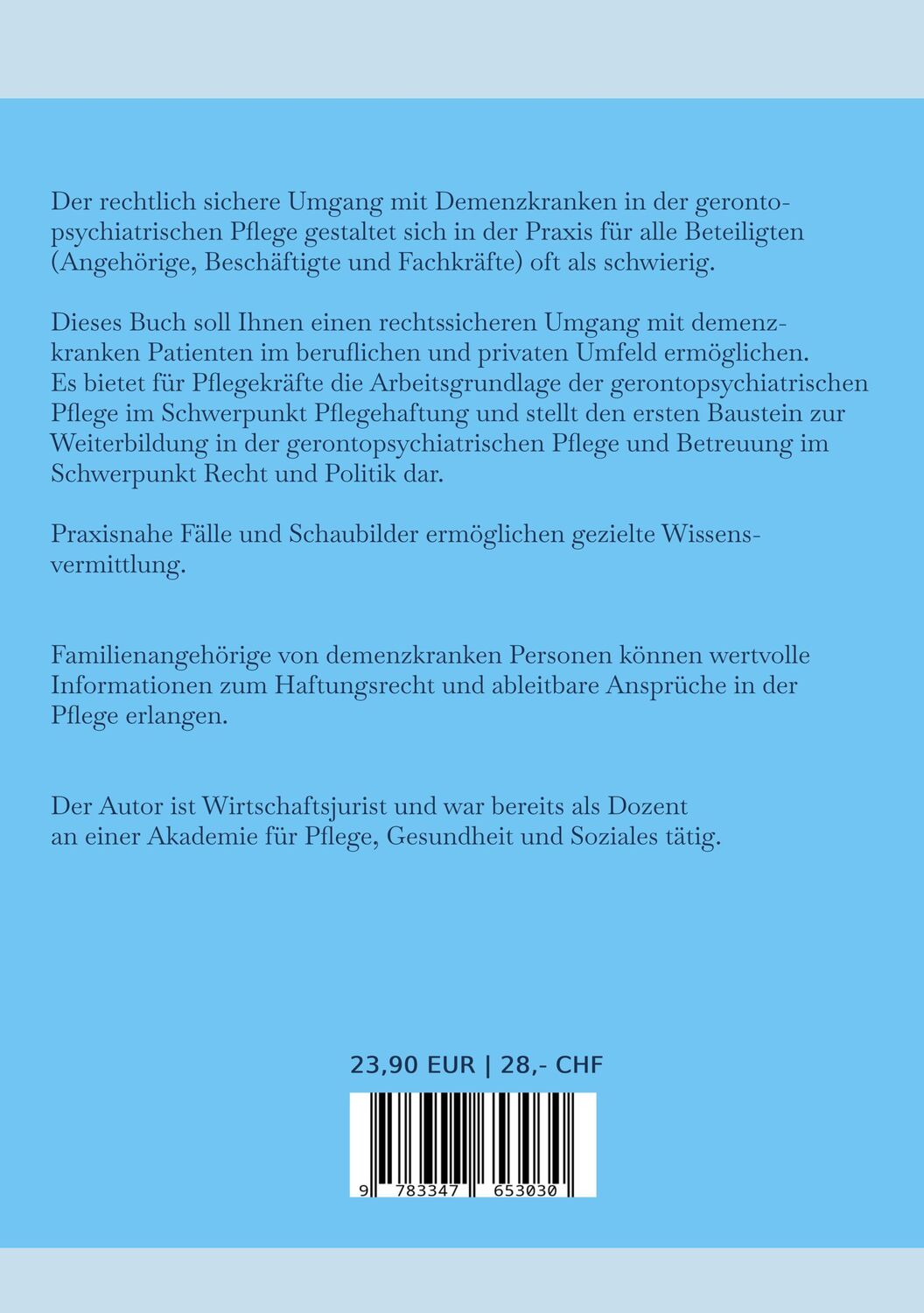 Rückseite: 9783347653030 | Pflegehaftung | Grundlagen des Haftungsrechts in der Pflege | Sachs