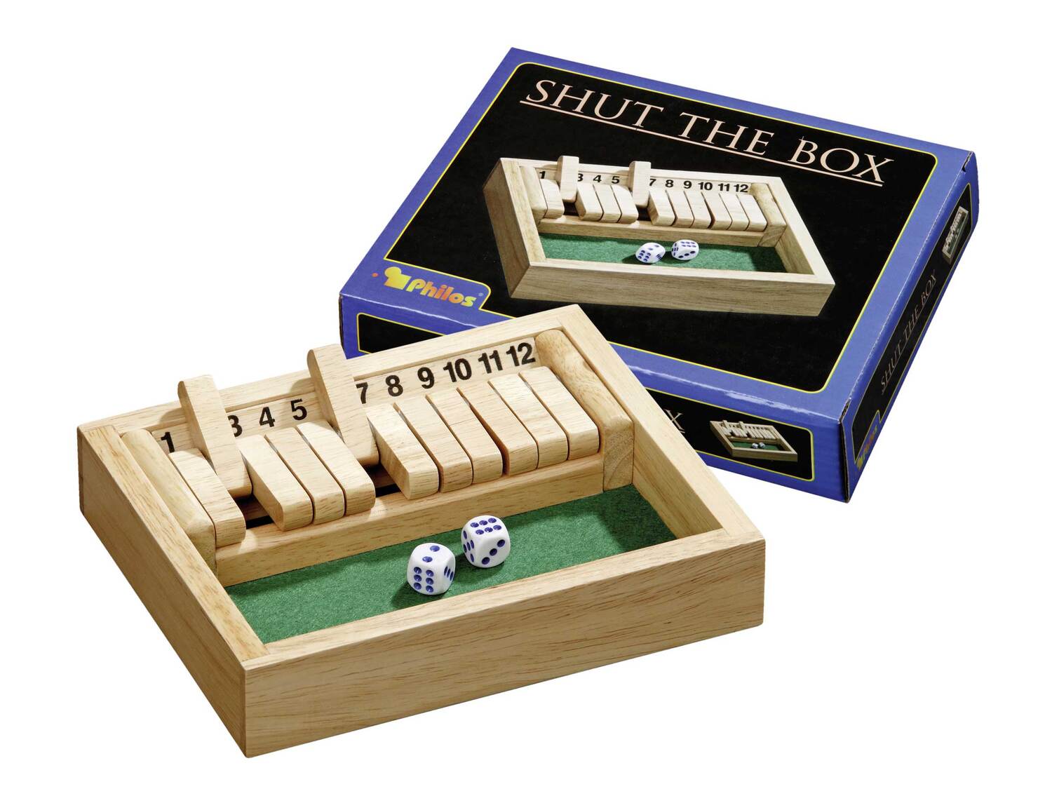 Cover: 4014156031845 | Philos 3184 - Shut The Box, 12er, klein, Holz, Reisespiel, Würfelspiel