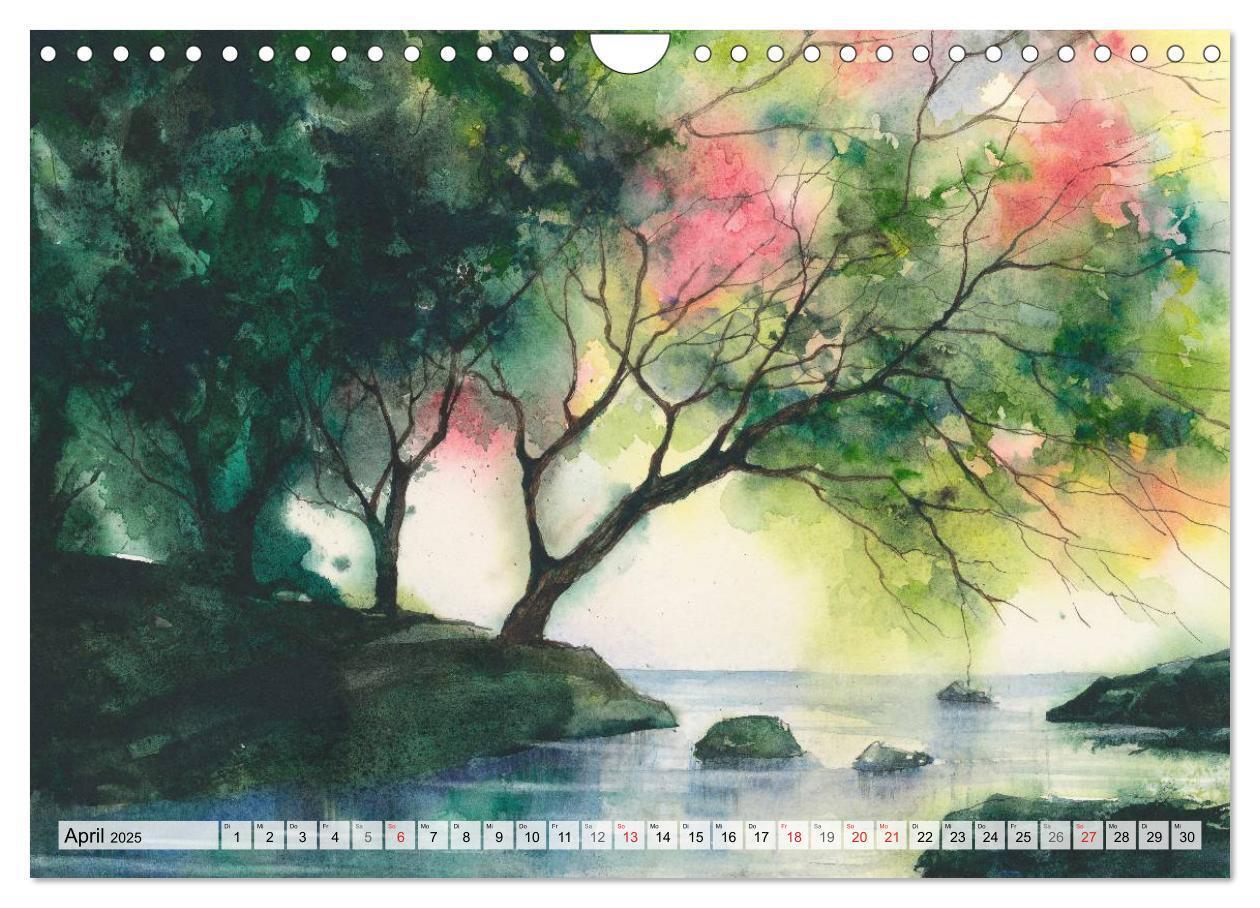 Bild: 9783435496006 | Bäume in Aquarell (Wandkalender 2025 DIN A4 quer), CALVENDO...