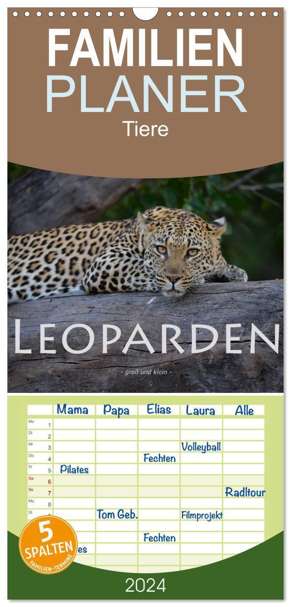 Cover: 9783675832282 | Familienplaner 2024 - Leoparden - groß und klein mit 5 Spalten...