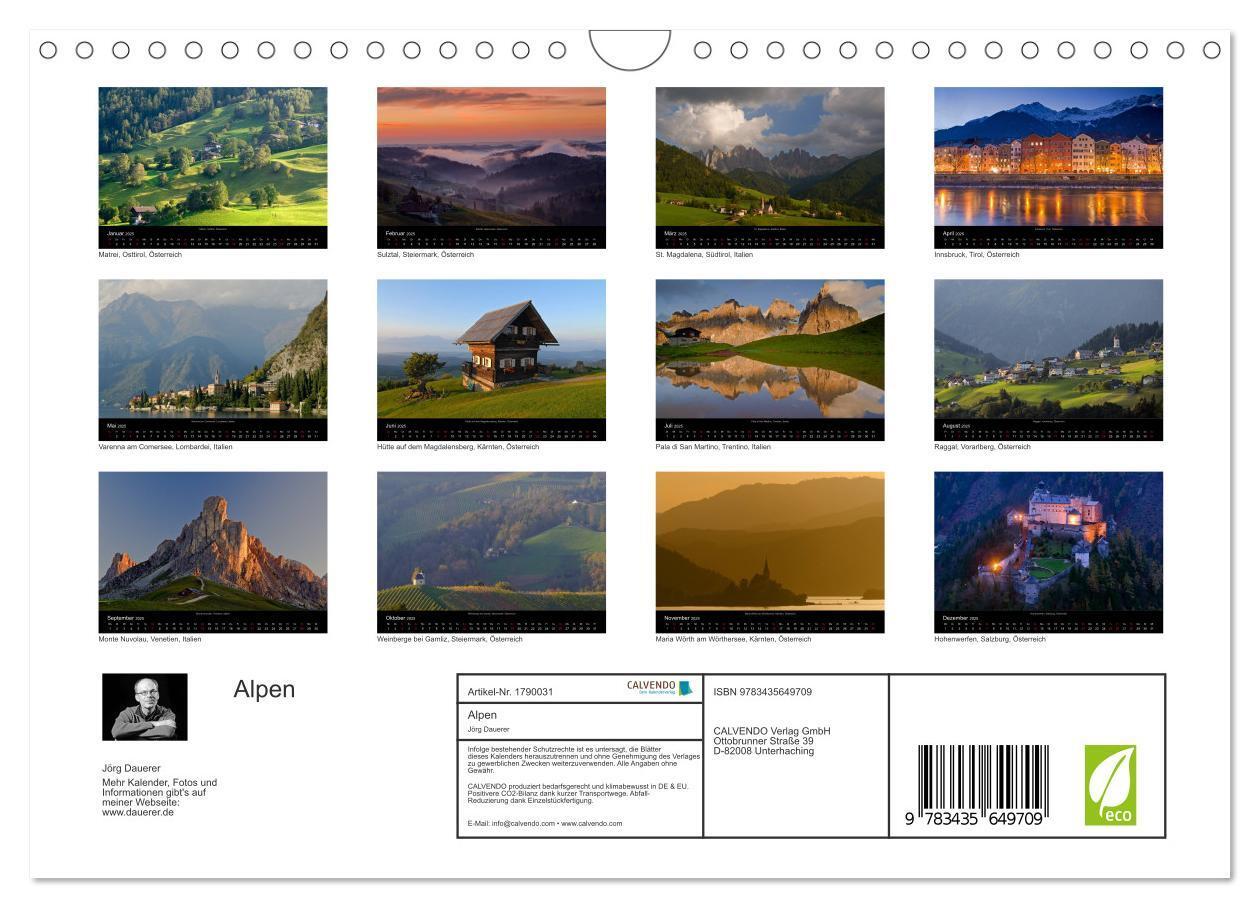 Bild: 9783435649709 | Alpen (Wandkalender 2025 DIN A4 quer), CALVENDO Monatskalender | 2025