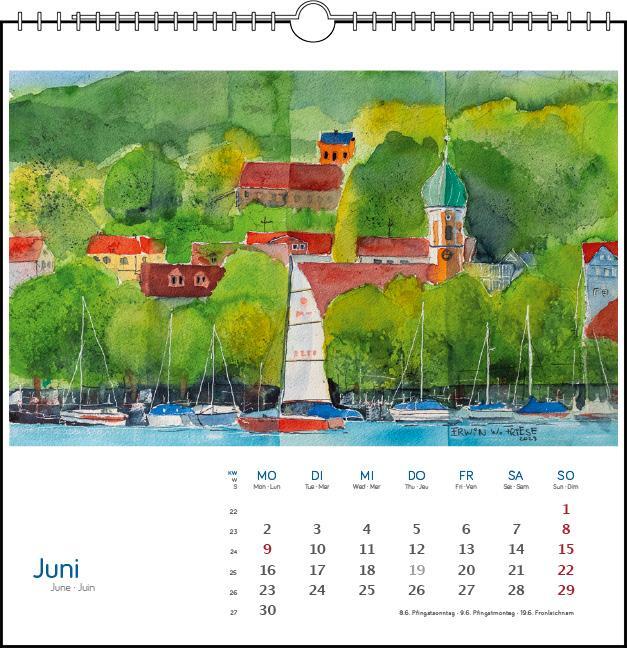 Bild: 9783861924128 | Bodensee Aquarell 2025 | Postkarten-Tischkalender | Erwin W Friese