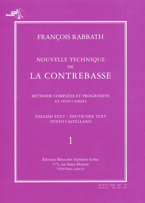 Cover: 9790046254376 | Nouvelle Technique de la Contrebasse, Cahier 1 | Francois Rabbath