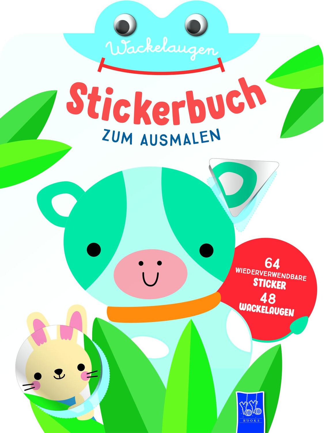 Cover: 9789464545494 | Wackelaugen Stickerbuch zum Ausmalen (Cover Kuh) | Taschenbuch | 2023