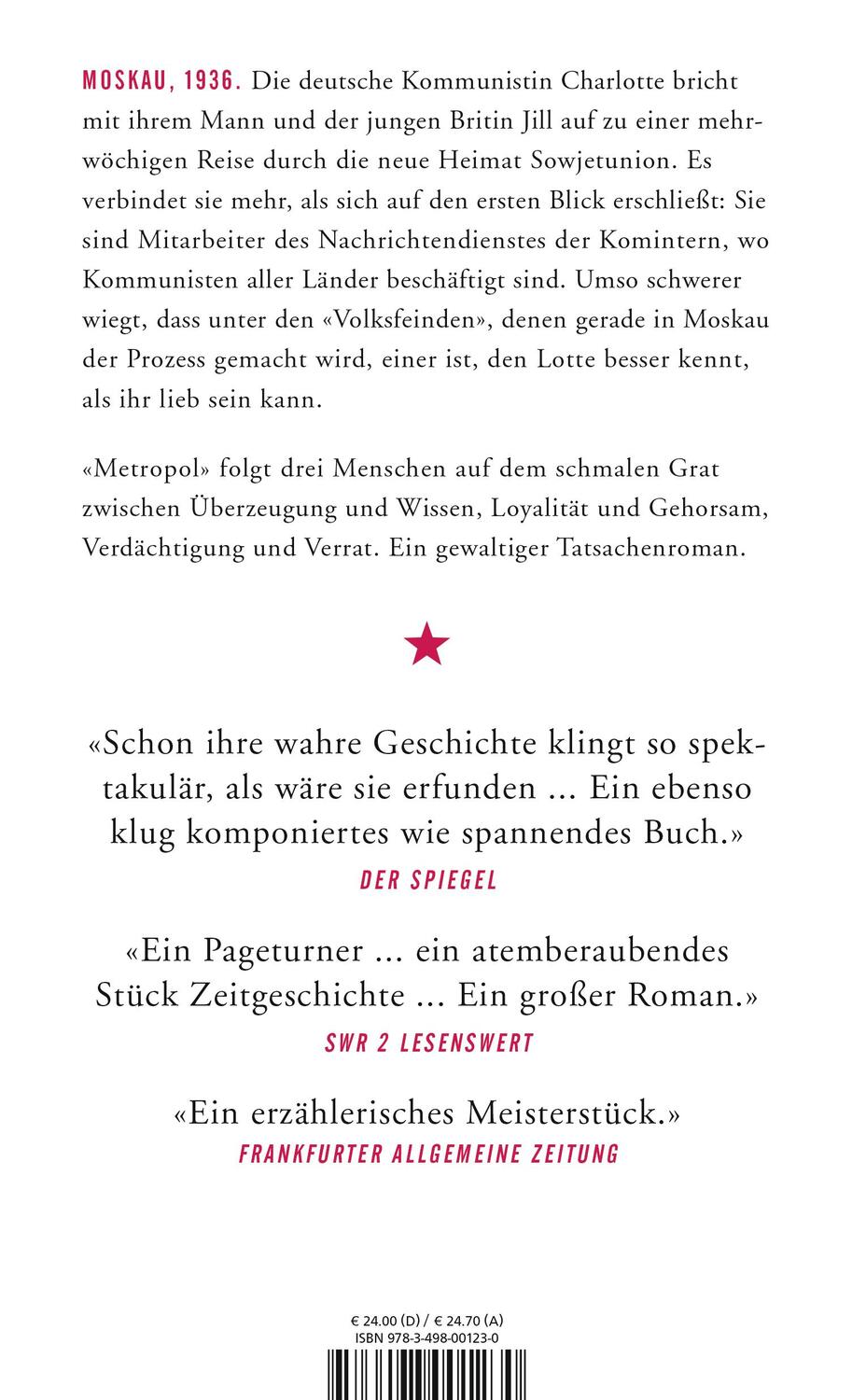 Rückseite: 9783498001230 | Metropol | Eugen Ruge | Buch | Deutsch | 2019 | Rowohlt