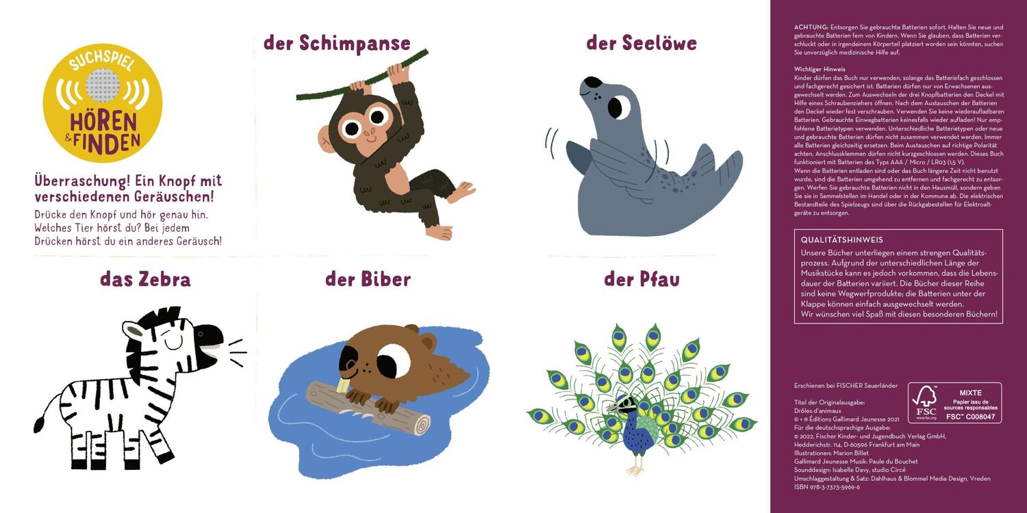 Bild: 9783737359696 | Hörst du die Zootiere? (Soundbuch) | Marion Billet | Buch | 16 S.