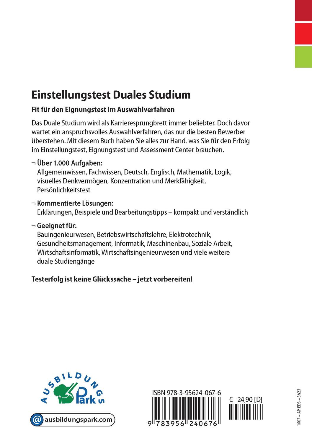 Rückseite: 9783956240676 | Einstellungstest Duales Studium | Kurt Guth (u. a.) | Taschenbuch