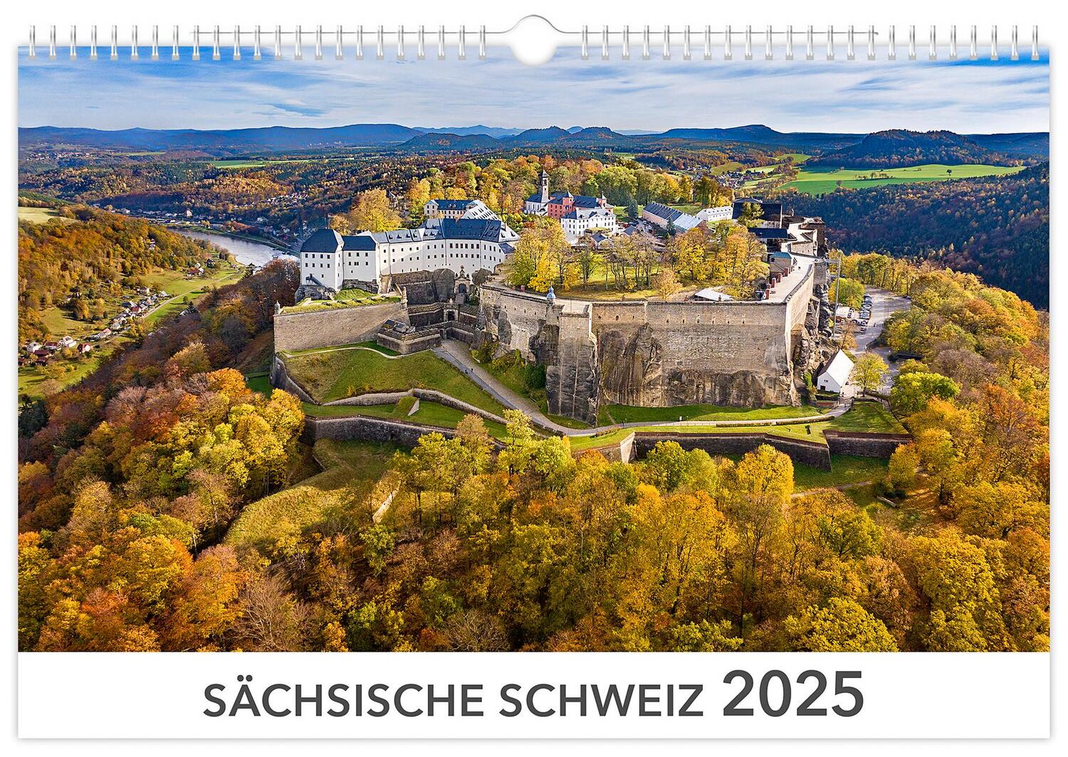 Cover: 9783910680517 | Kalender Sächsische Schweiz 2025 | 45 x 30 cm weißes Kalendarium
