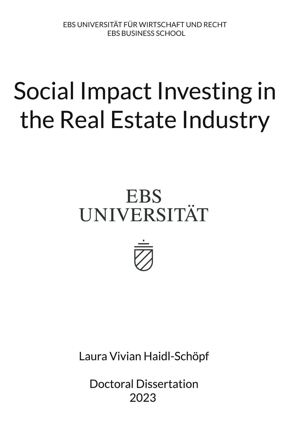 Cover: 9783758363627 | Social Impact Investing in the Real Estate Industry | Haidl-Schöpf