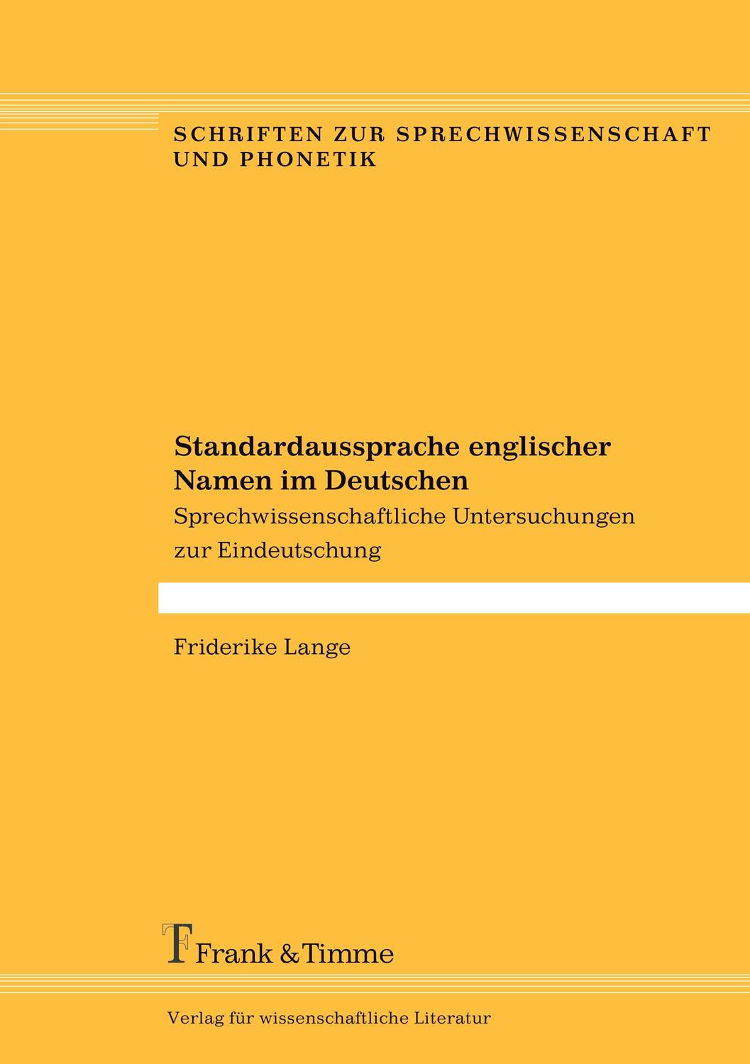 Cover: 9783732901647 | Standardaussprache englischer Namen im Deutschen | Friderike Lange