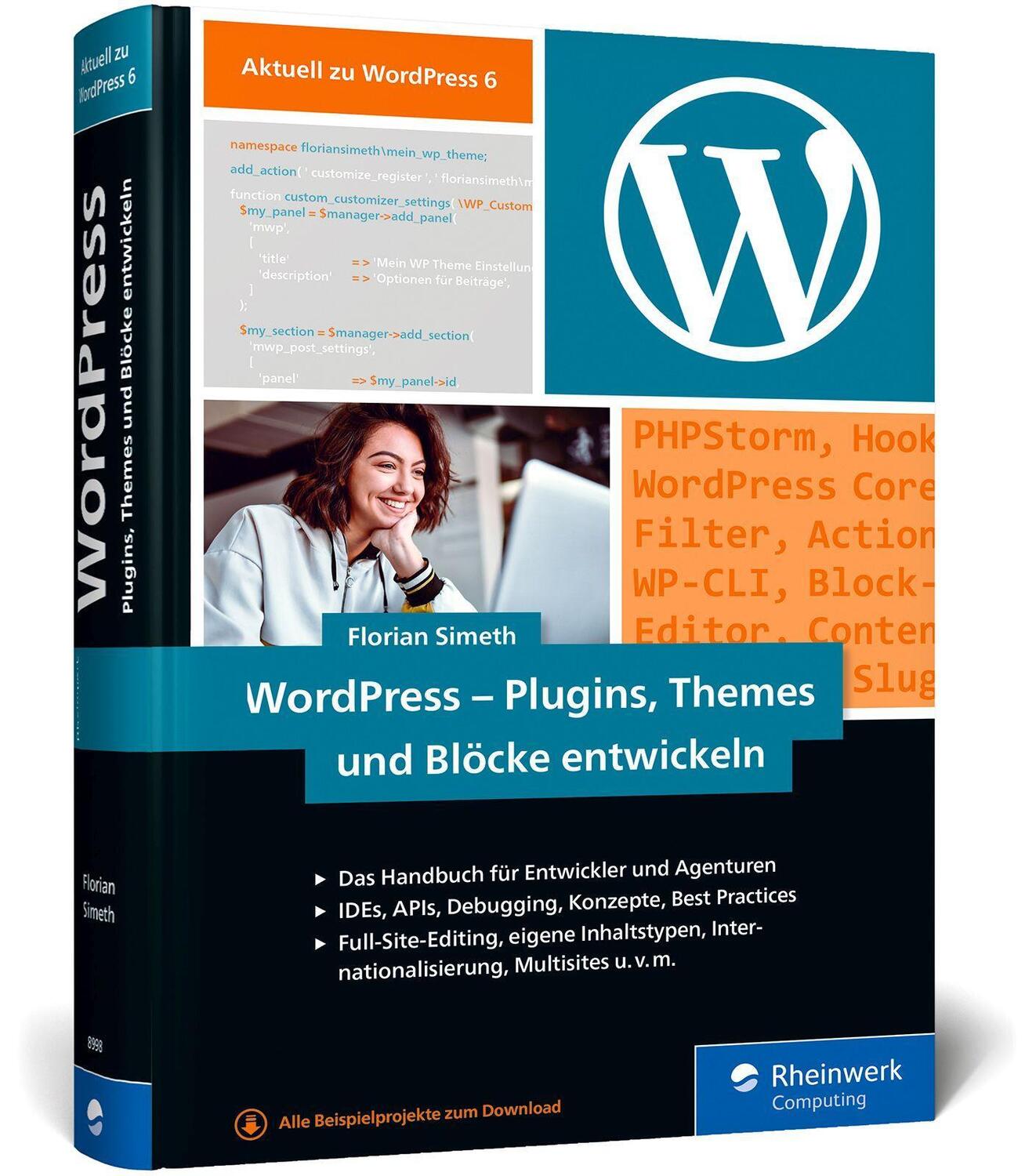 Cover: 9783836289986 | WordPress - Plugins, Themes und Blöcke entwickeln | Florian Simeth