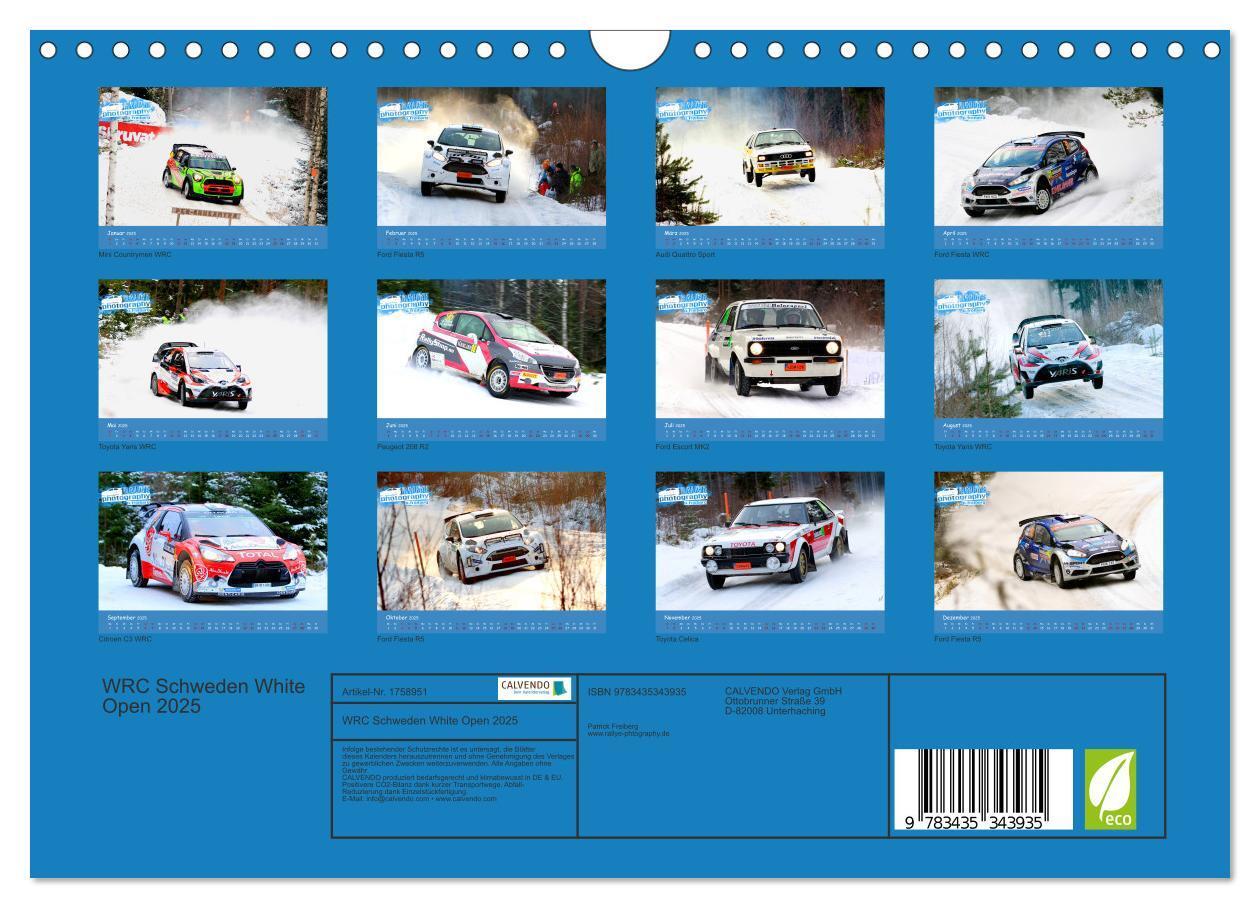 Bild: 9783435343935 | WRC Schweden White Open 2025 (Wandkalender 2025 DIN A4 quer),...