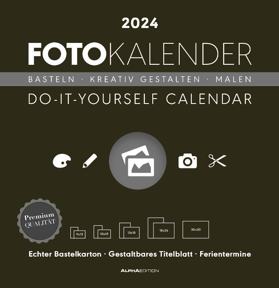 Cover: 4251732336691 | Foto-Bastelkalender schwarz 2024 - Do it yourself calendar 32x33 cm...