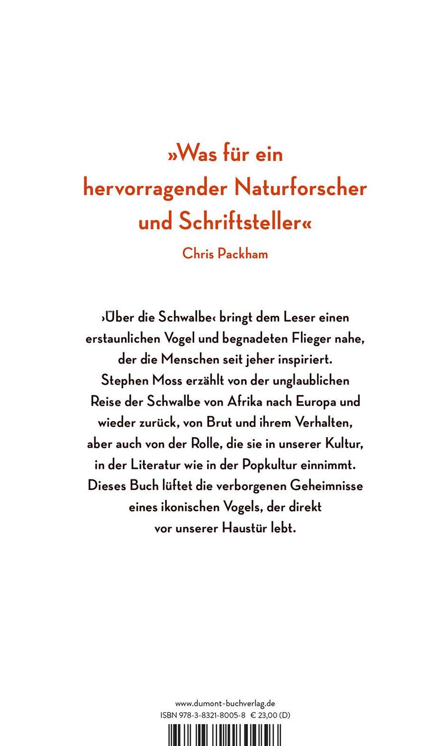 Rückseite: 9783832180058 | Über die Schwalbe | Stephen Moss | Buch | 224 S. | Deutsch | 2021