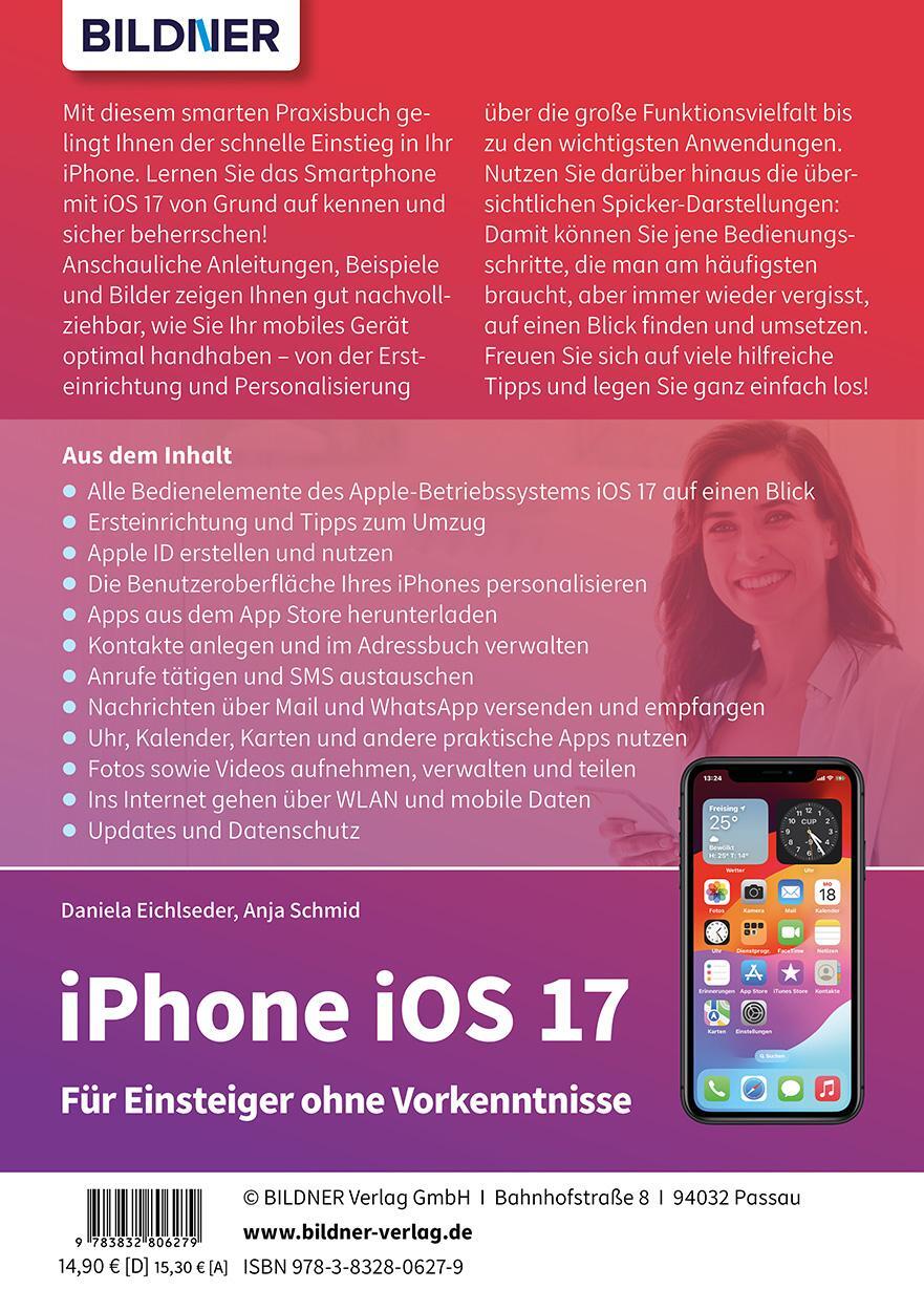 Rückseite: 9783832806279 | Apple iPhone mit iOS 17 - Für Einsteiger ohne Vorkenntnisse | Buch