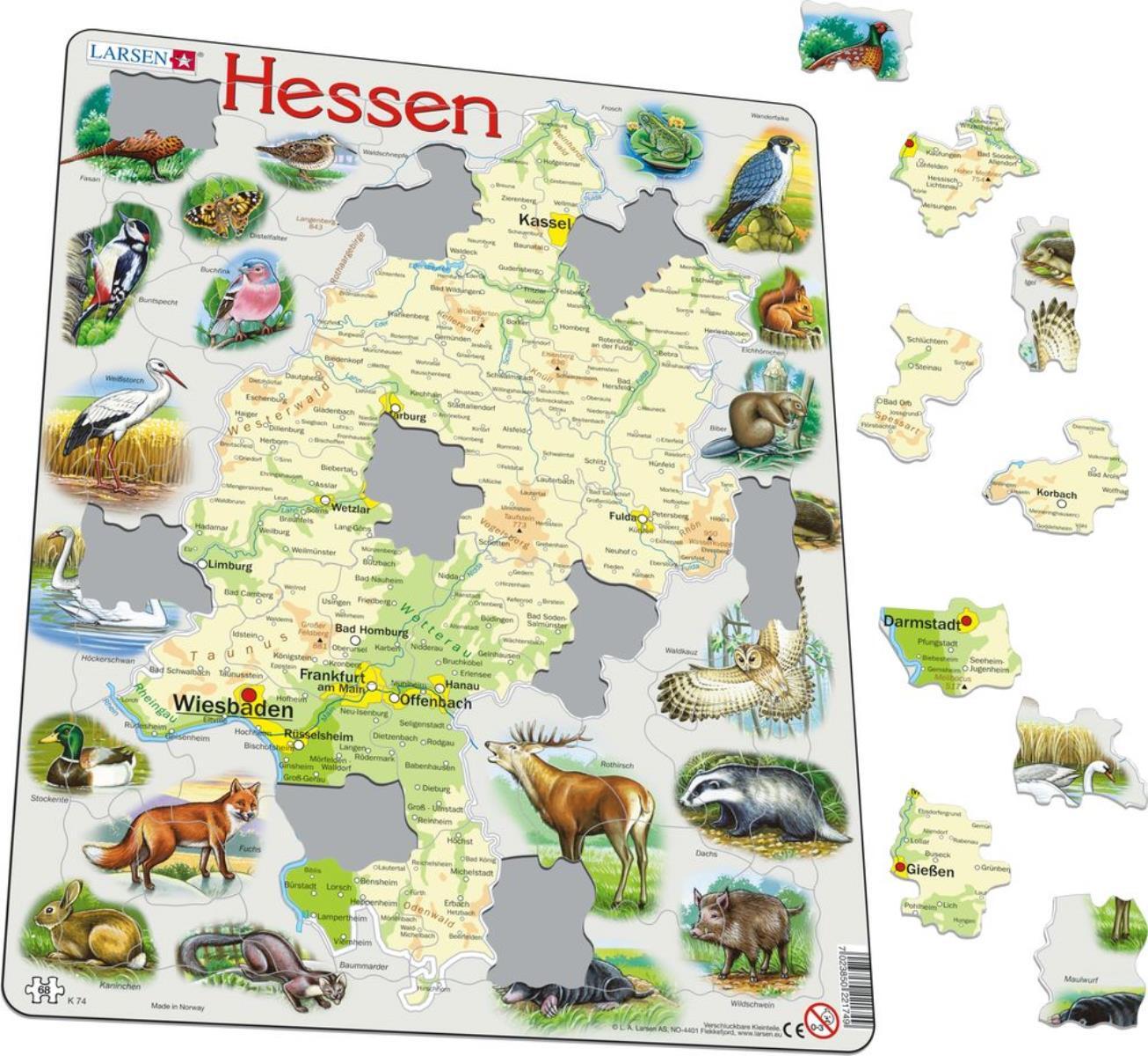 Cover: 7023850221749 | Puzzle - Hessen (physisch) | Puzzle | Larsen | EAN 7023850221749