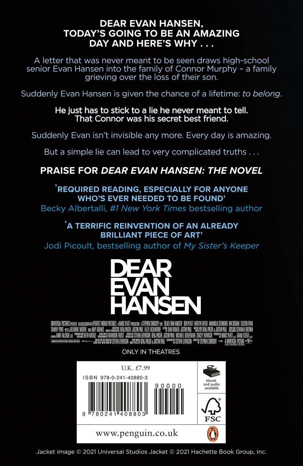 Rückseite: 9780241408803 | Dear Evan Hansen | Film Tie-in | Val Emmich (u. a.) | Taschenbuch