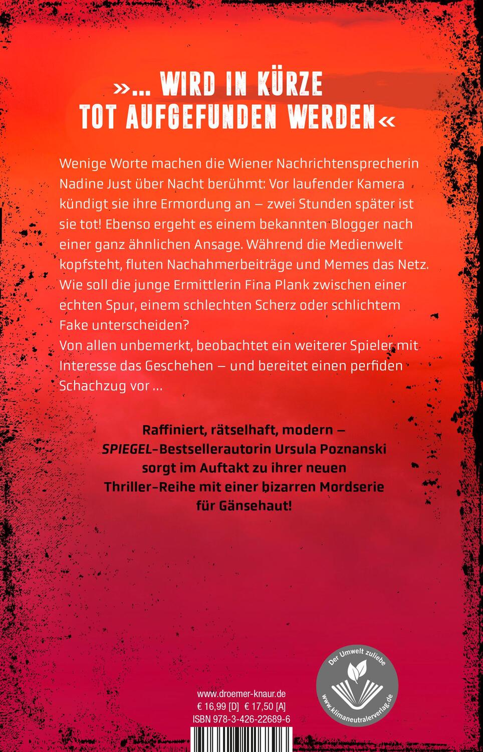 Rückseite: 9783426226896 | Stille blutet | Thriller | Ursula Poznanski | Taschenbuch | 400 S.