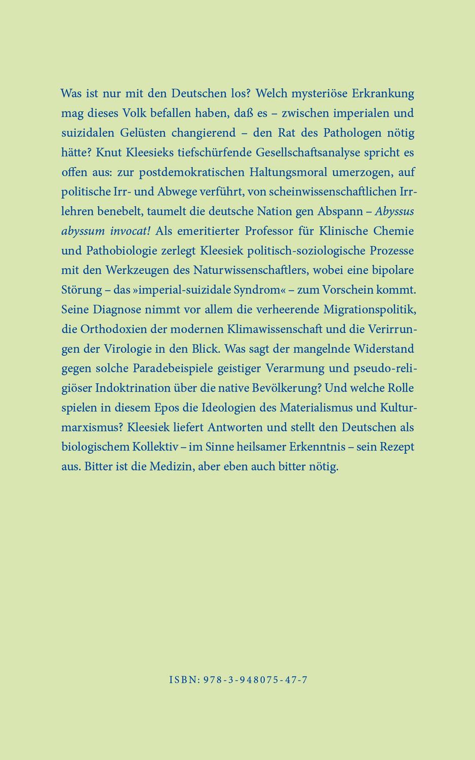 Rückseite: 9783948075477 | Notizen aus der Pathologie | Knut Kleesiek | Taschenbuch | Deutsch