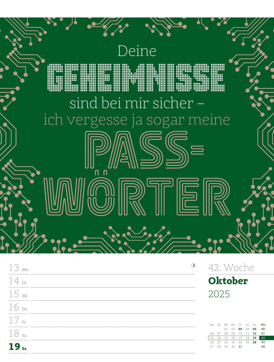 Bild: 9783838425955 | Klartext Sprüchekalender - Wochenplaner Kalender 2025 | Kunstverlag