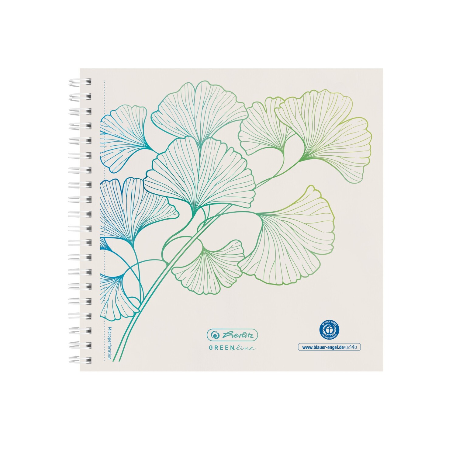 Cover: 4008110259482 | Herlitz Spiralblock 14,8x14,8cm 100 Blatt punktiert GREENline Ginkgo