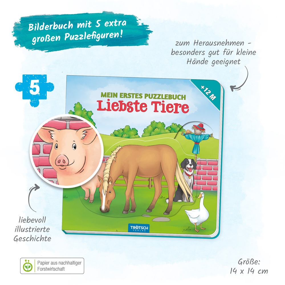 Bild: 9783965527874 | Trötsch Pappenbuch Mein erstes Puzzlebuch Liebste Tiere | KG | Buch