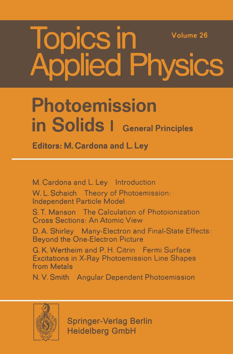 Cover: 9783662309193 | Photoemission in Solids I | General Principles | L. Ley (u. a.) | Buch